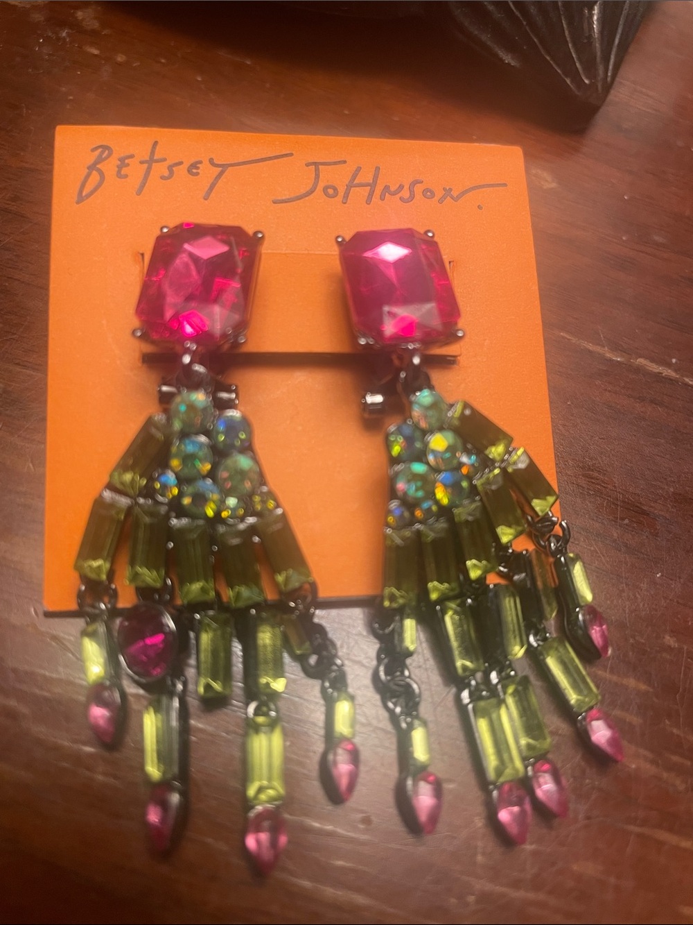 Betsey Johnson “Rich Witch” Skeleton Hands Halloween Earrings, NEW